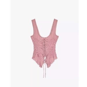 Zara Pink Lace-Up Women's Top Size S